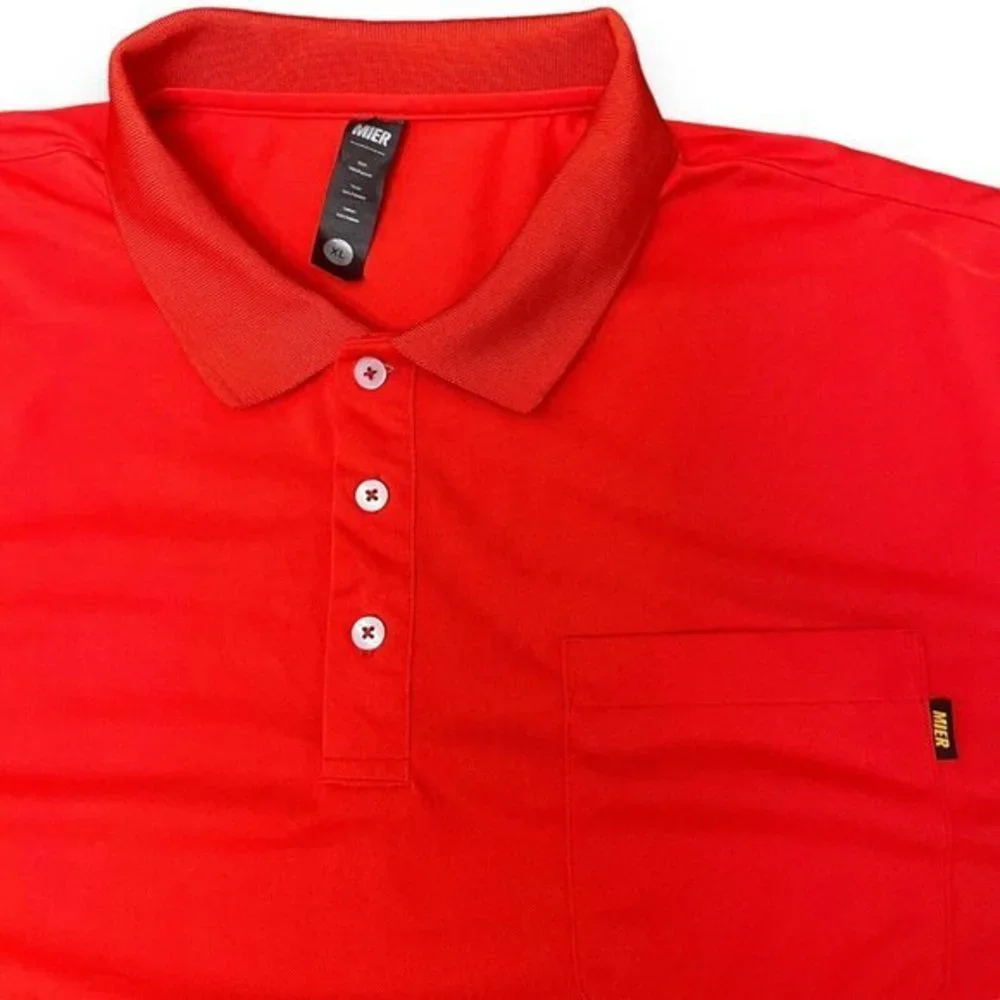 MIER Polo‎ Shirt Men's Size XL Red Long Sleeve Collared 100% Polyester